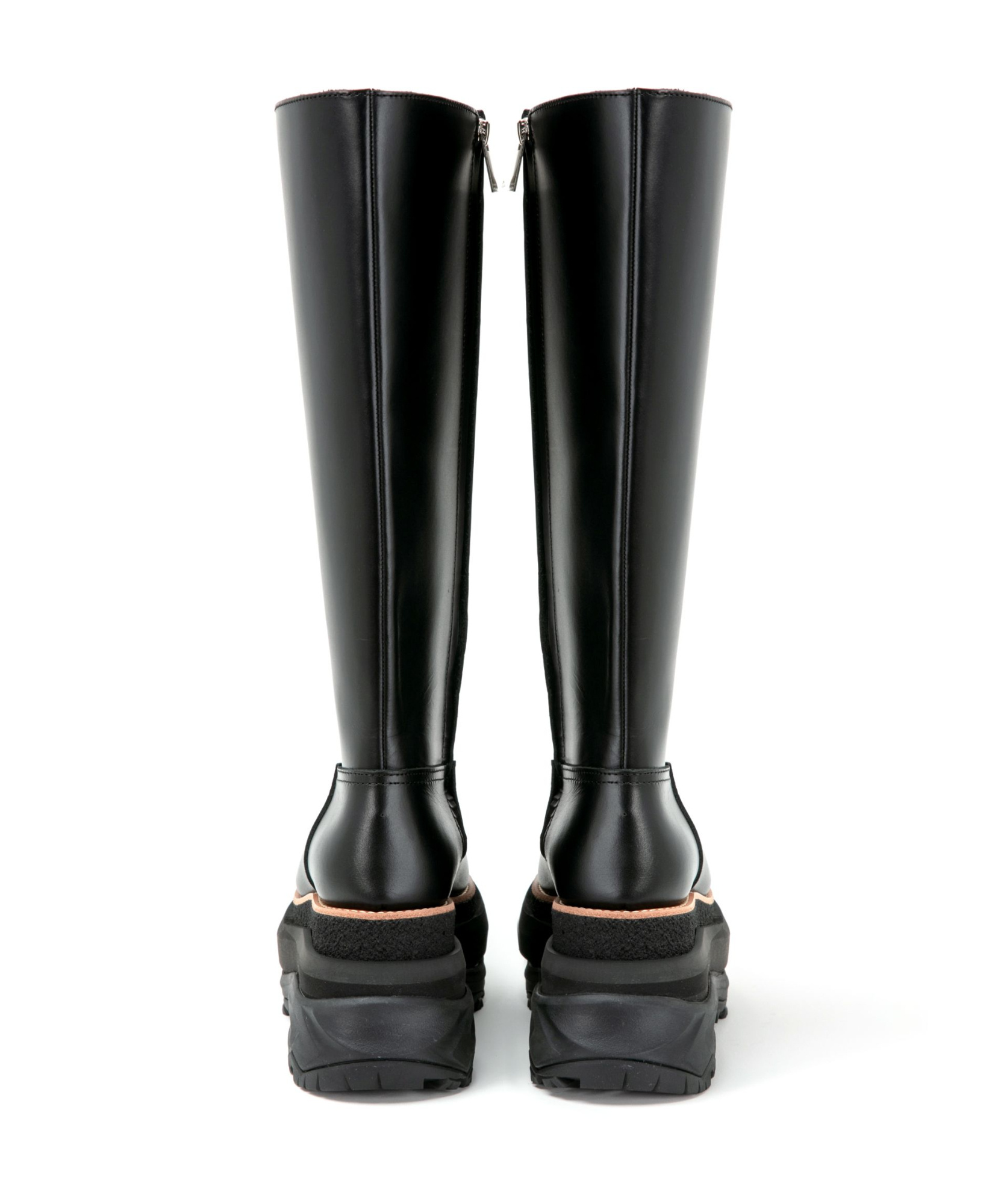 Sacai Round-head Short Boots In Black