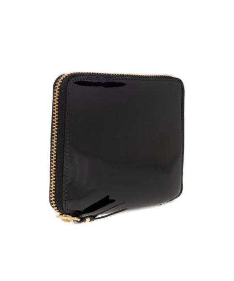 Comme Des Garçons Wallet Patent Polka Dot Zipped Wallet In Black