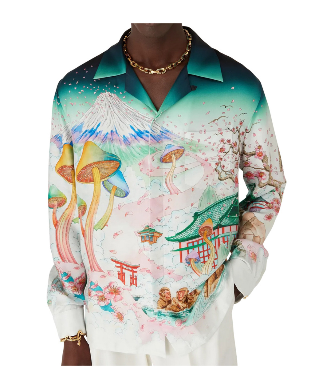 Casablanca Graphic Print Long Sleeve Shirt With Pocket In Multi