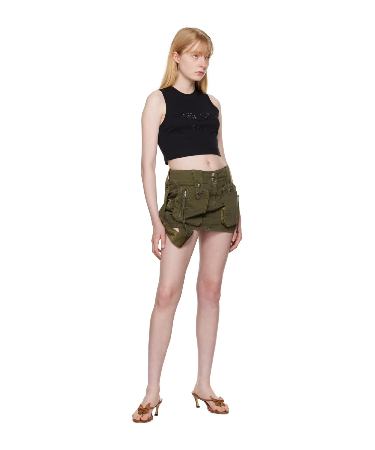 Shop Blumarine Rhinestone-embellished Cropped Tank Top In Multicolor
