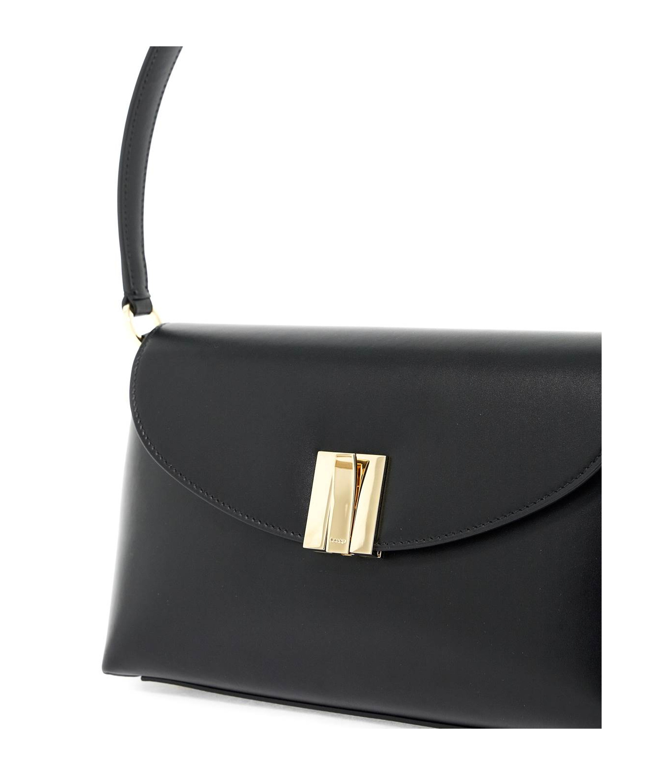Bally Logo Engraved Foldover-top Shoulder Bag In Black