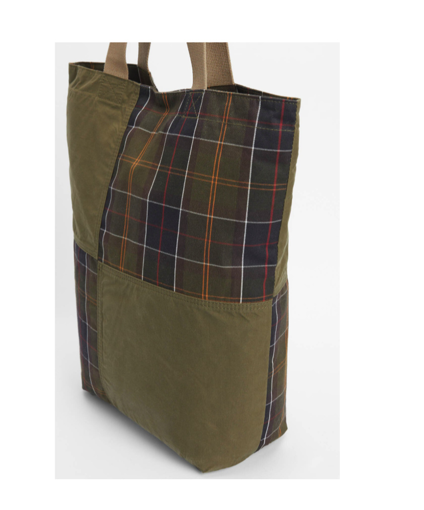 Shop Barbour Transport Patchwork Tote Bag In Green