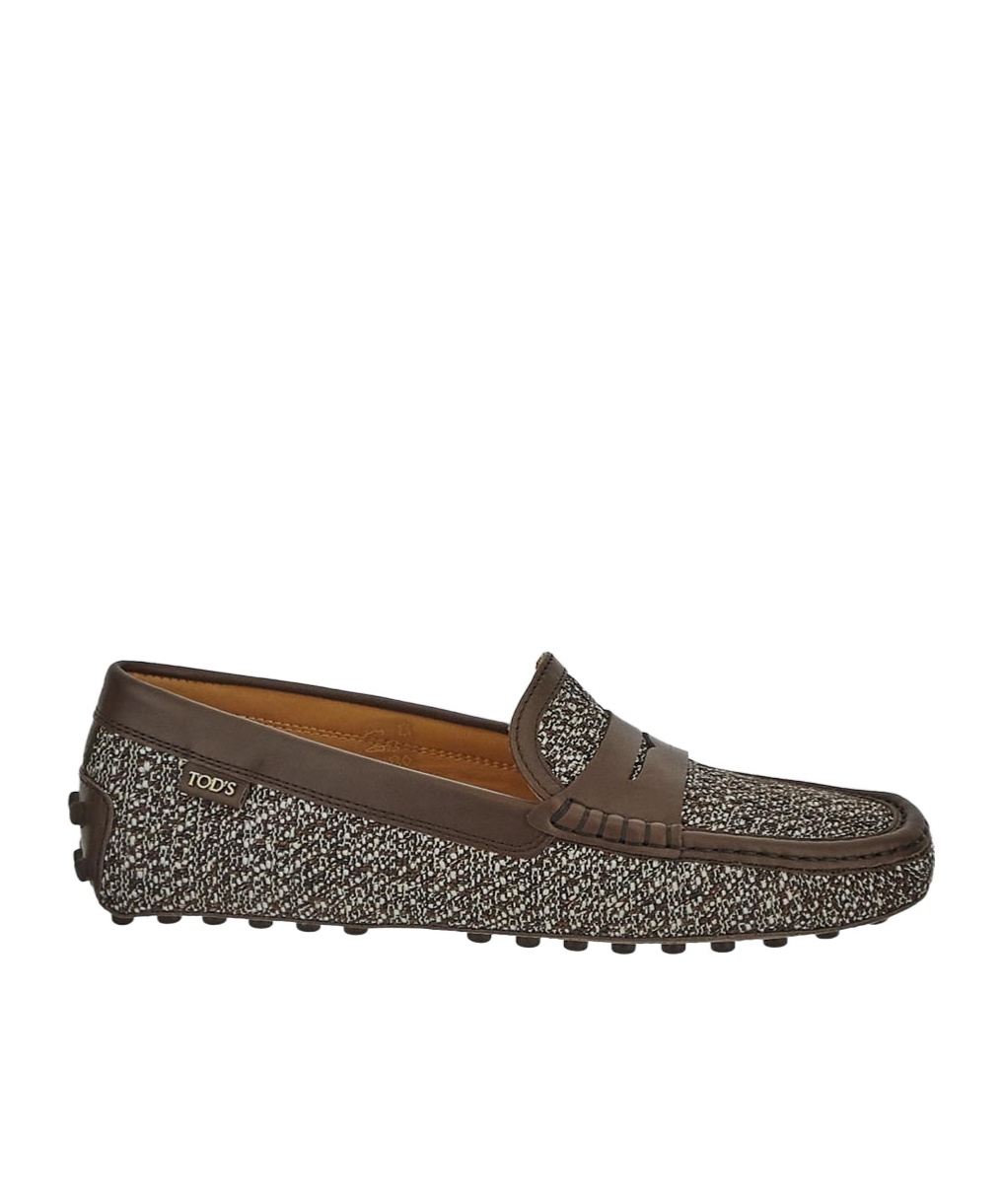 Shop Tod's Tweed Loafers In Brown