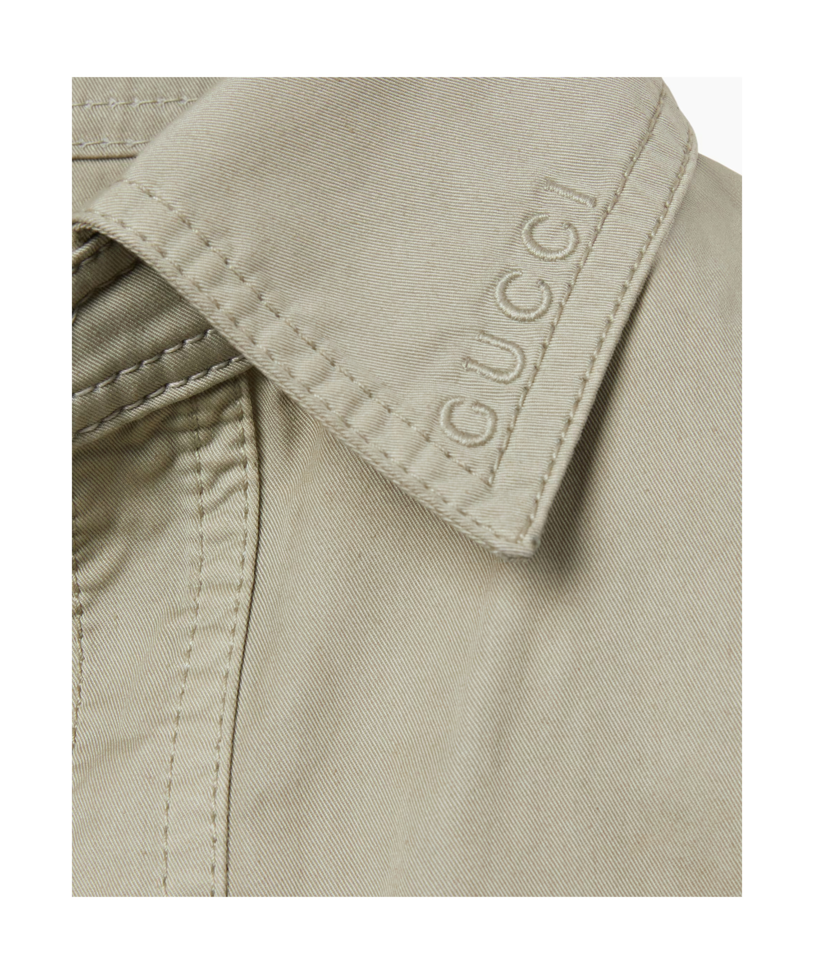 Gucci Cotton Twill Shirt With Tie Waist In Gray-green