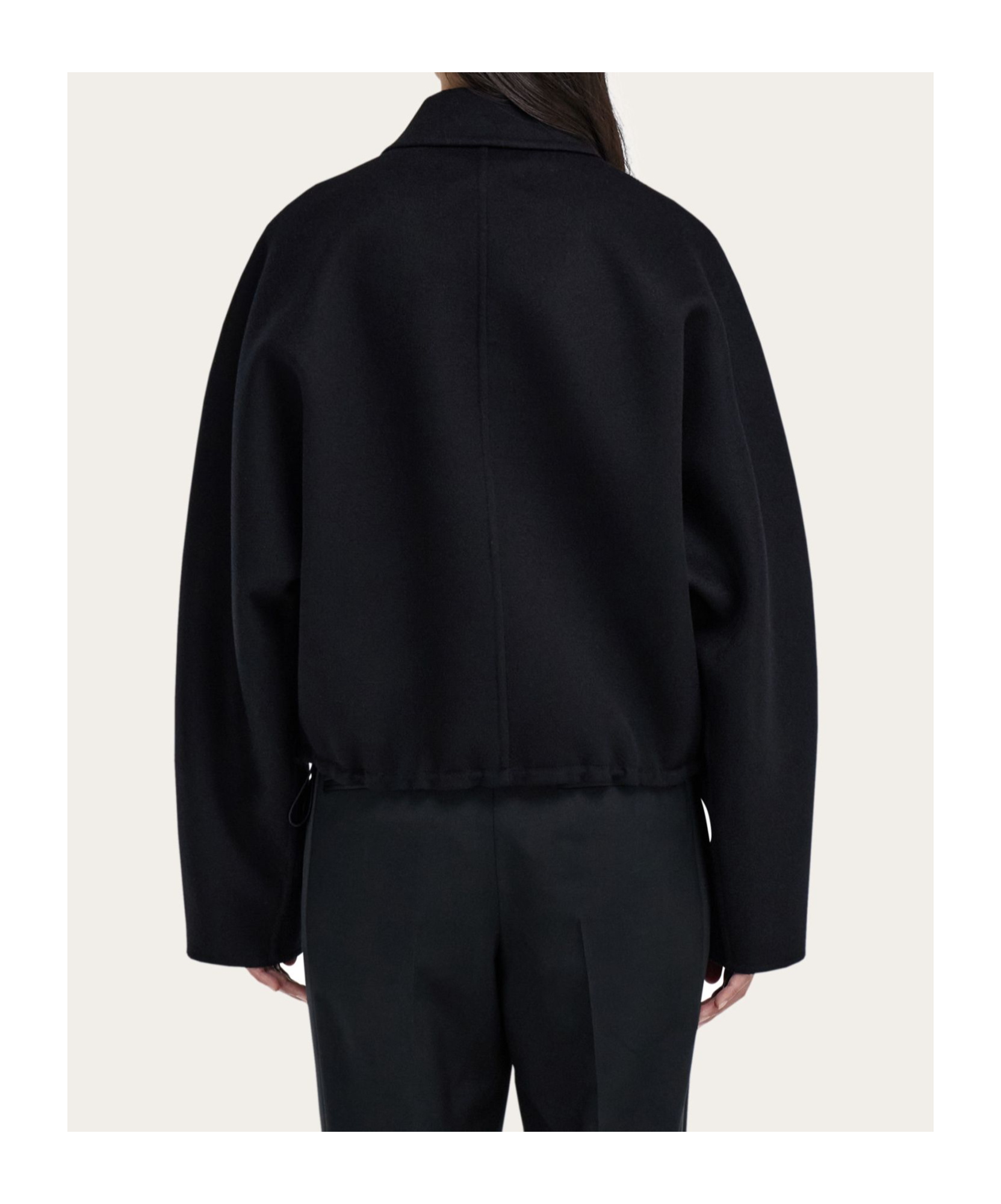 Ferragamo Cashmere Blend Cropped Bomber Jacket In Black