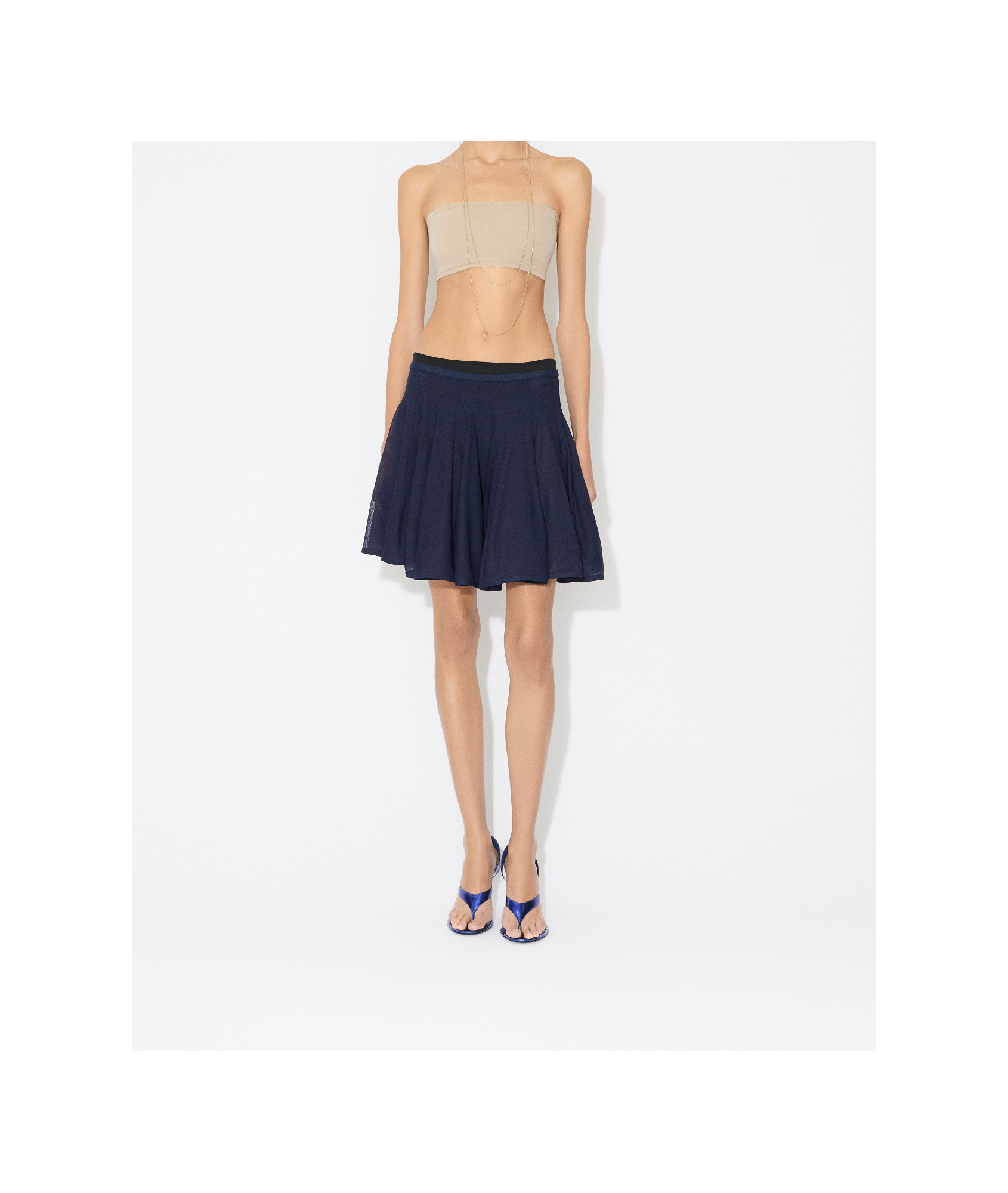 Alaïa Fine Knit Skater Skirt In Blue