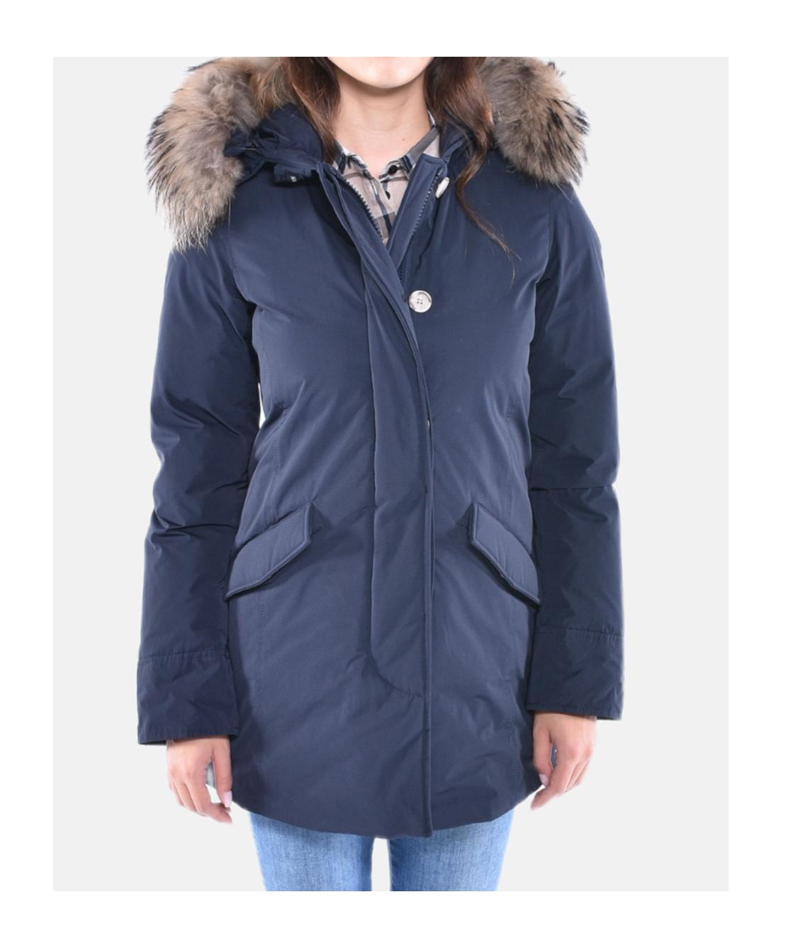 Woolrich Luxury Arctic Raccoon Parka In Blue