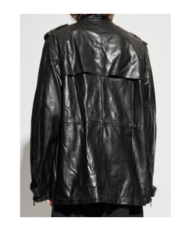 Balmain Lambskin Leather Mid Length Parka Clothing In Black