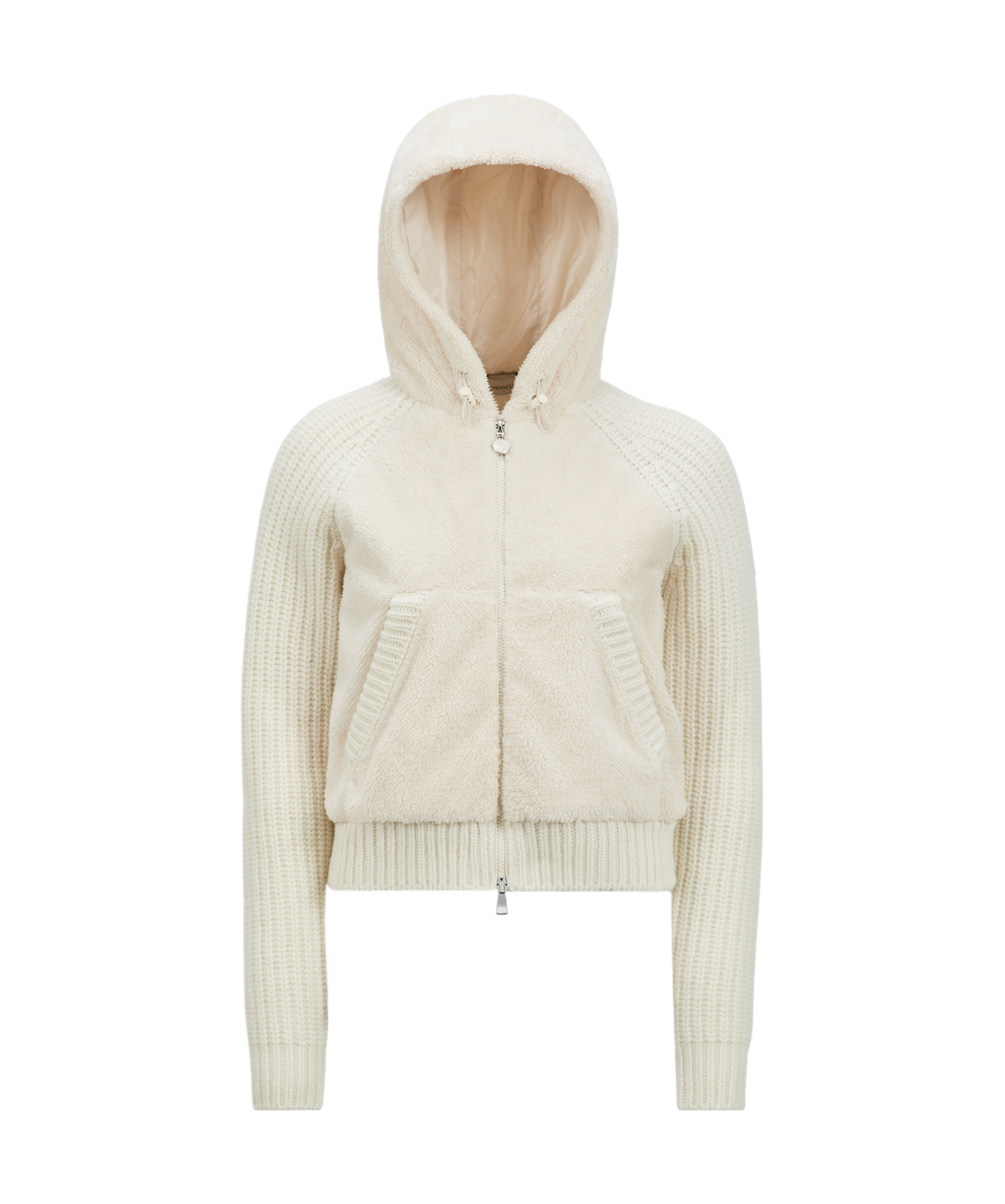 Moncler Long-sleeved Wool Hoodie In White