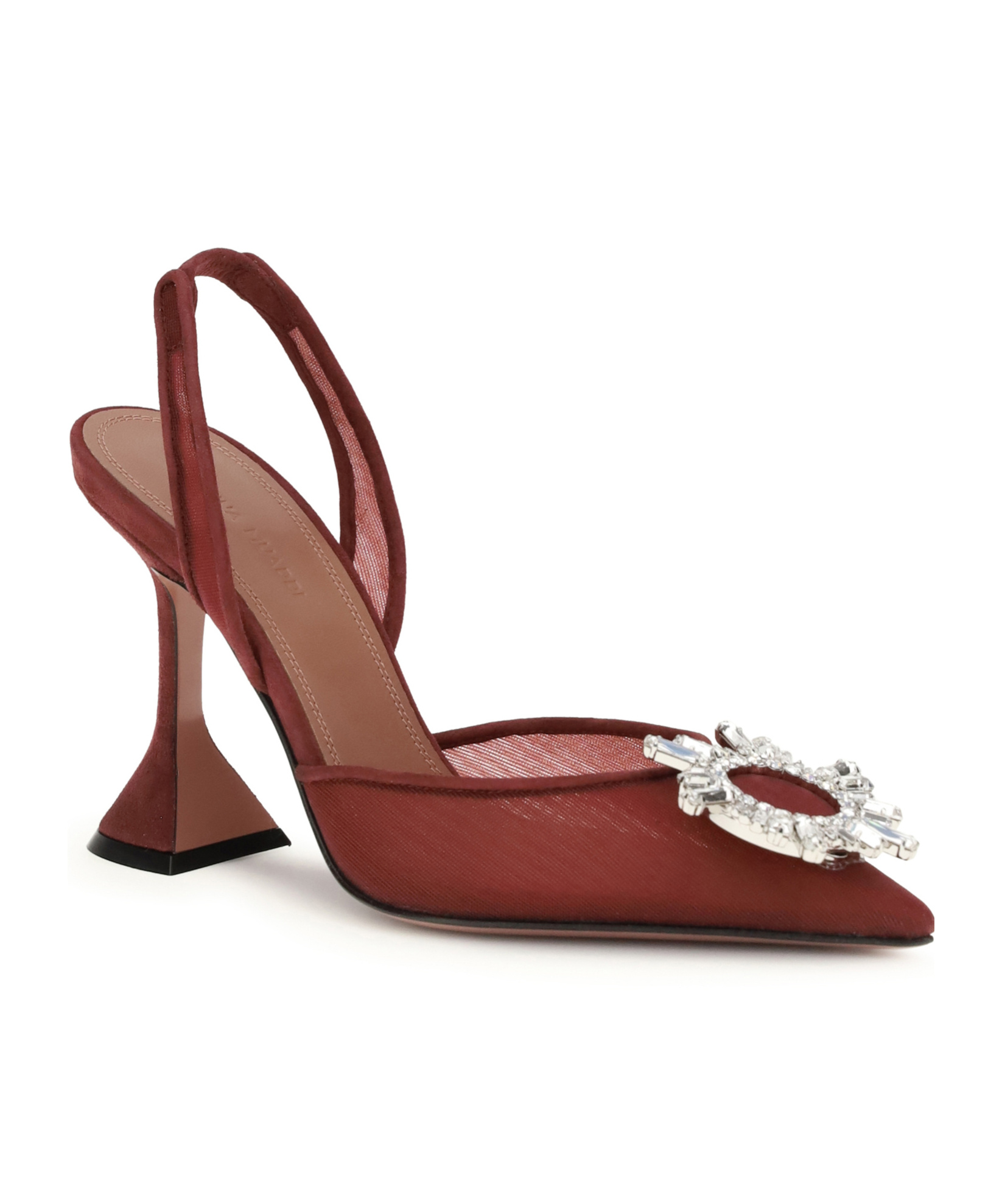 Amina Muaddi Scarpe Con Tacco Begum In Rete Rosso Tiziano  Donna In Red