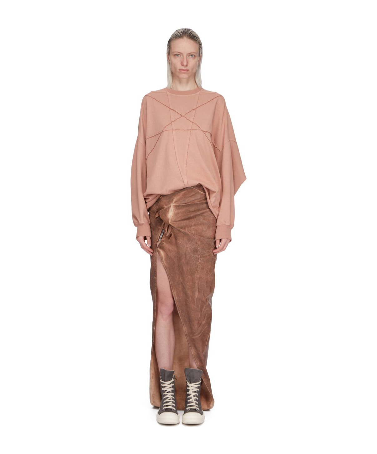 Shop Rick Owens Drkshdw Edfu Asymmetric Maxi Skirt In Brown