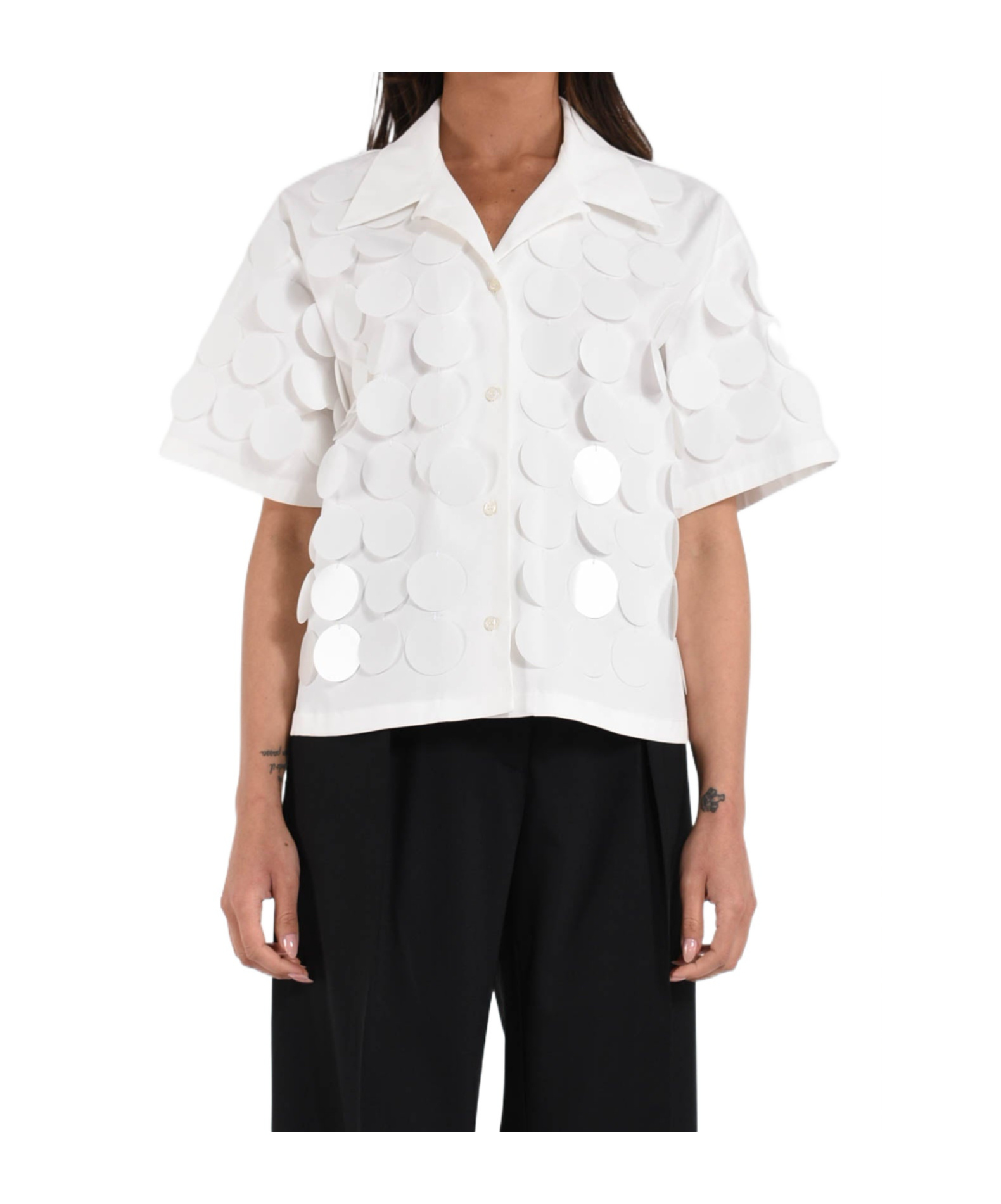 Msgm Paillette-embellished Shirt In White