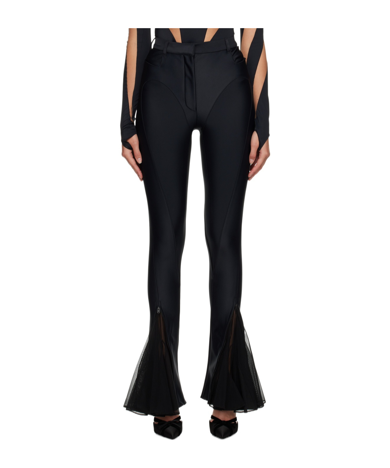 Mugler Flared High-waisted Trousers In Black