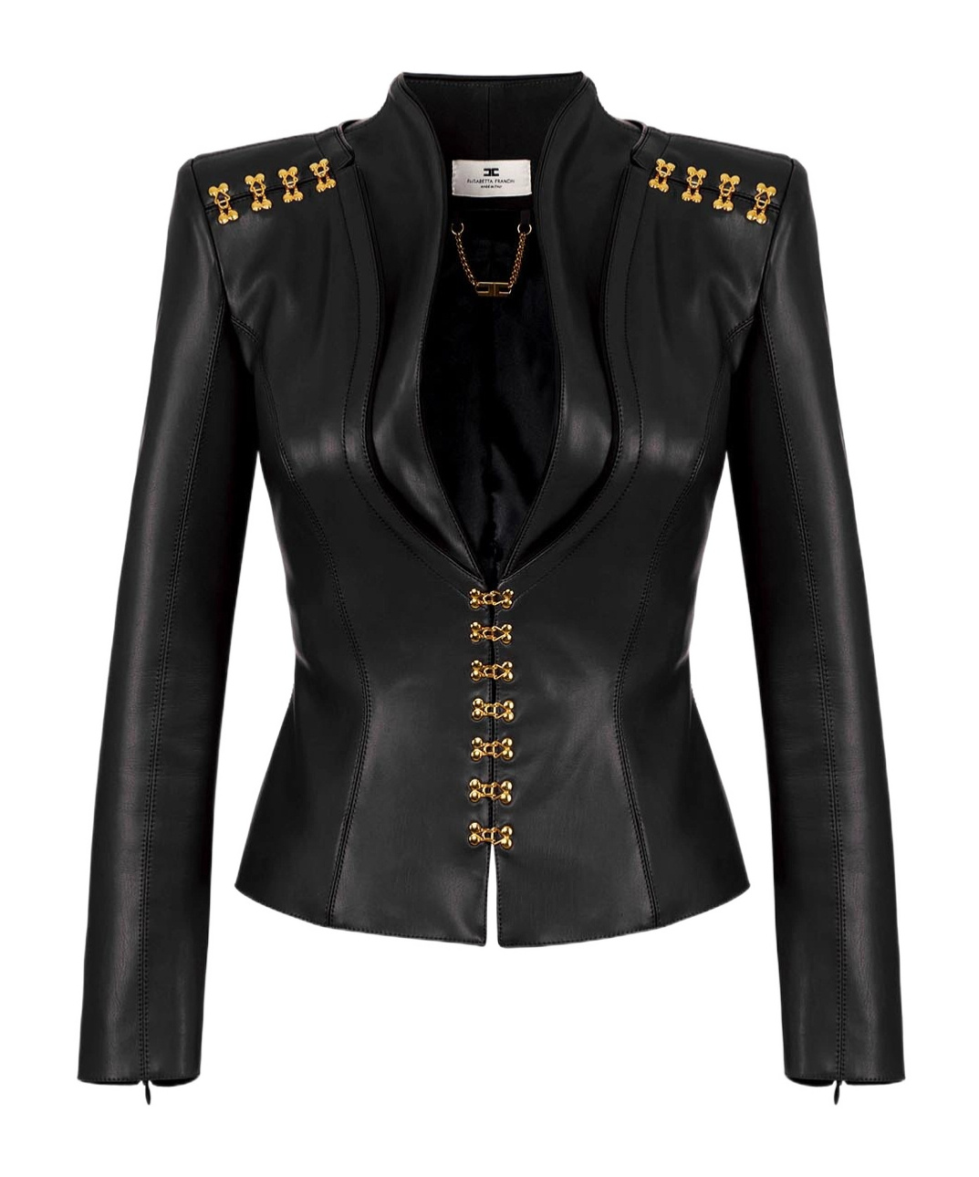 Elisabetta Franchi Jacket With Jewel Clasps In Black