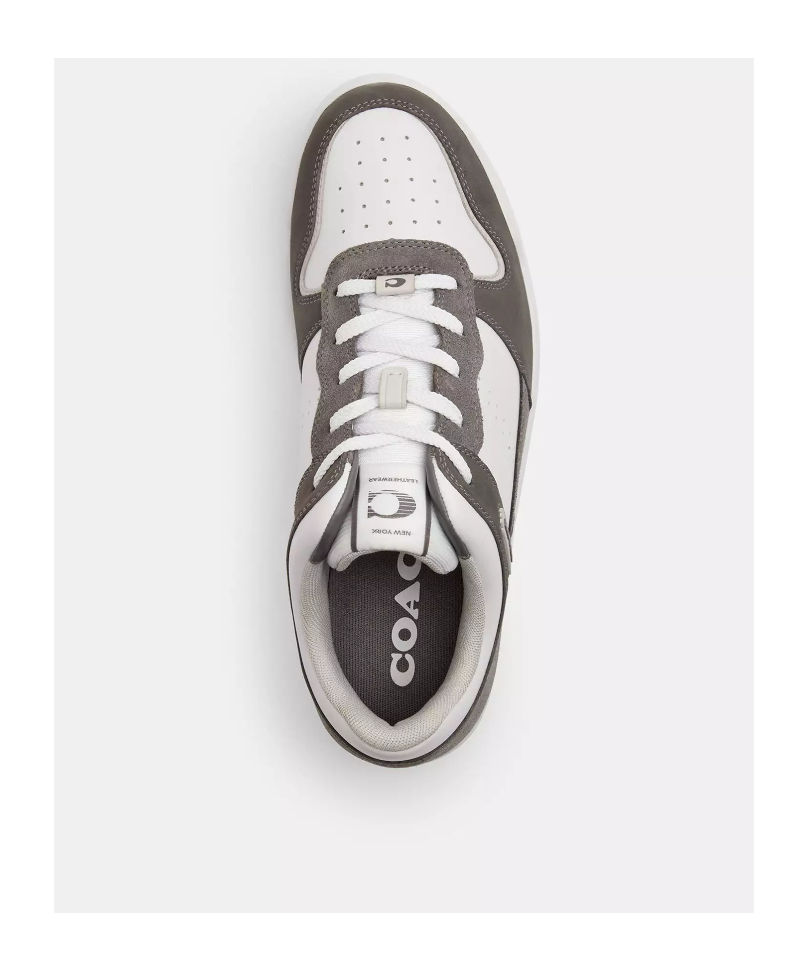 Shop Coach Leather Sneakers In Gray