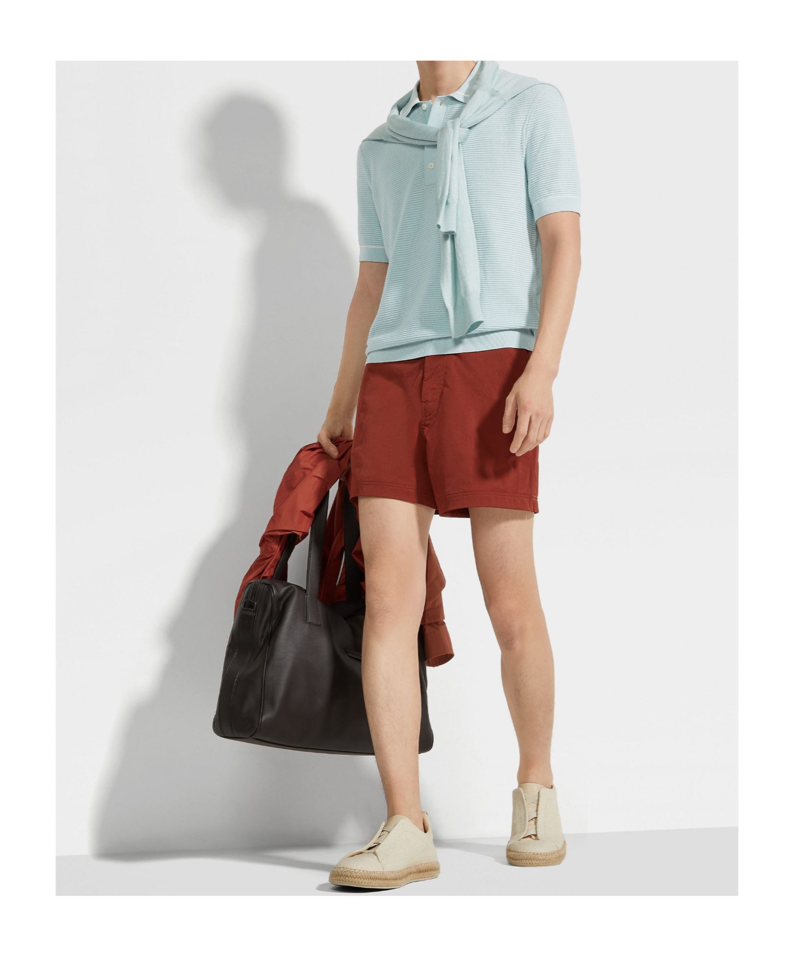 Zegna 232 Road Brand Mark Mid Length Swim Trunks In Red