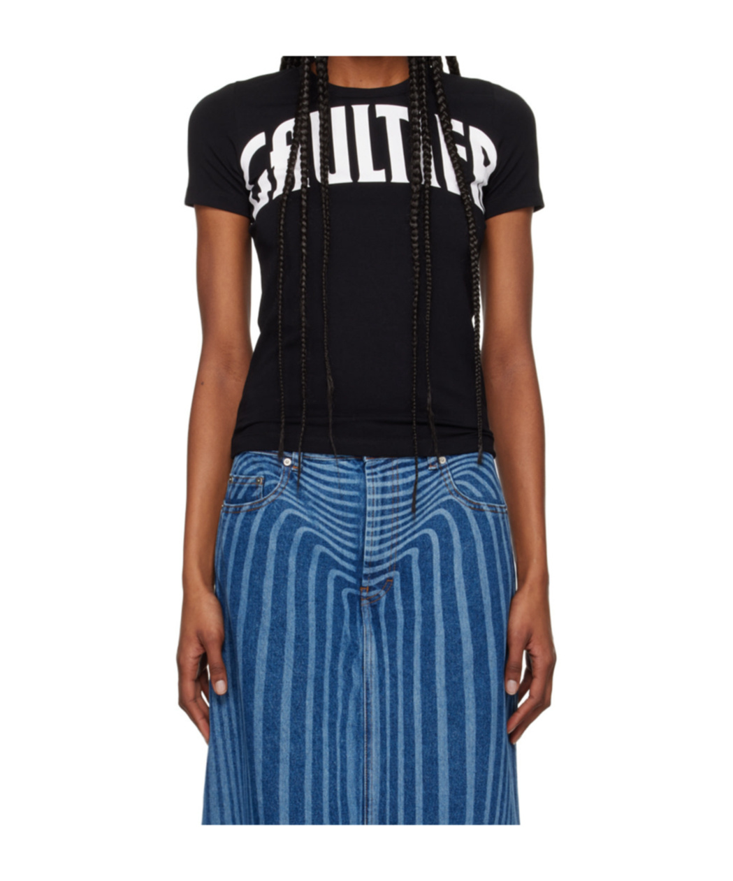 Jean Paul Gaultier Open-necked Black Shirt In Blue