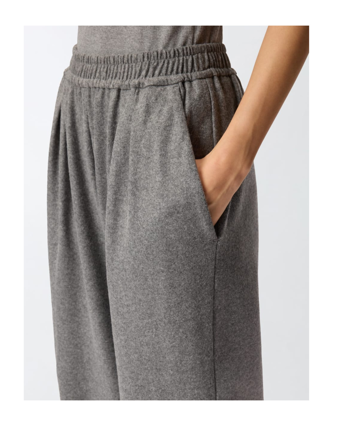 Pinko Long Wide-leg Wool-blend Trousers In Gray