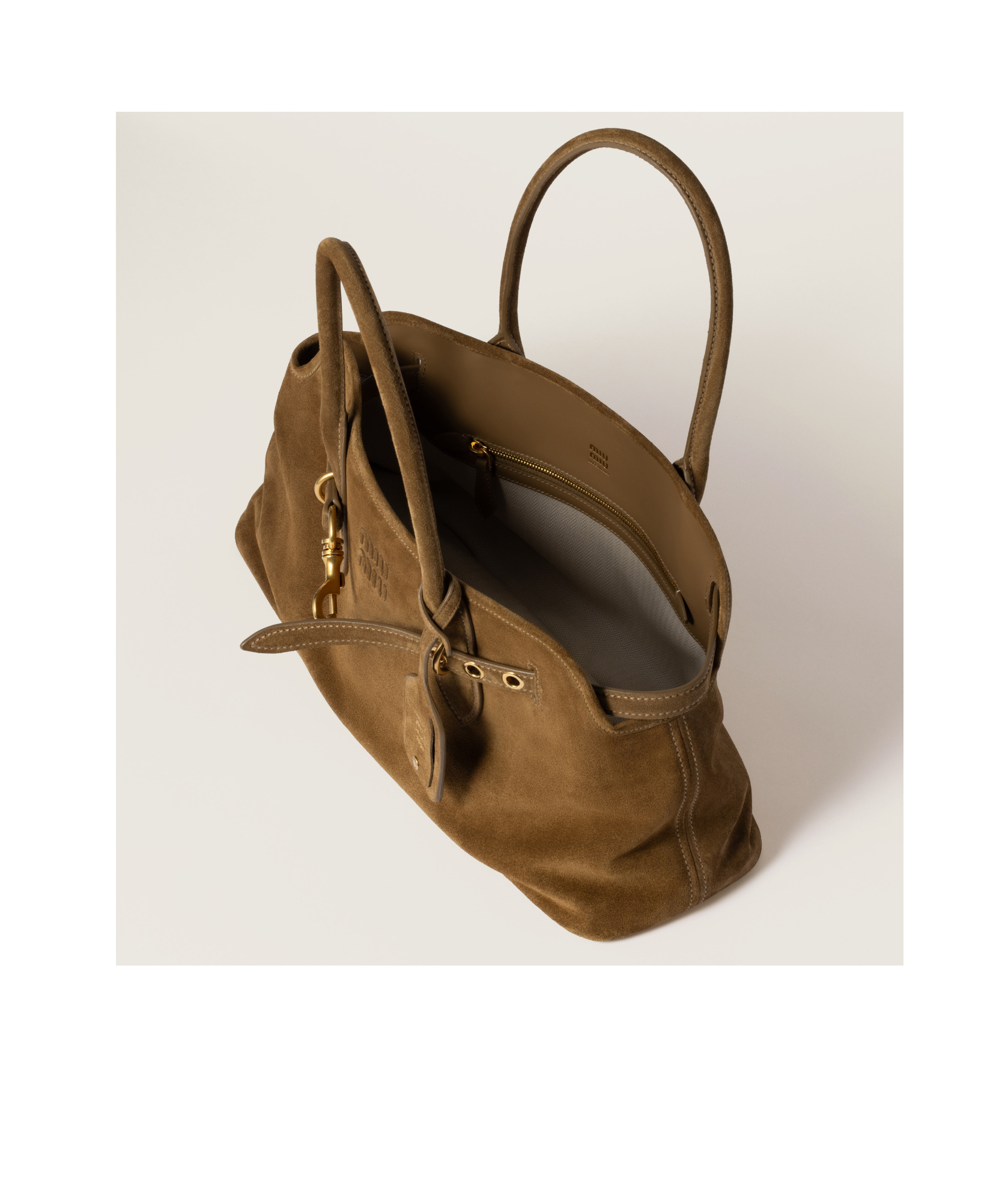 Miu Miu Suede Aventure Top-handle Bag In Olive Green