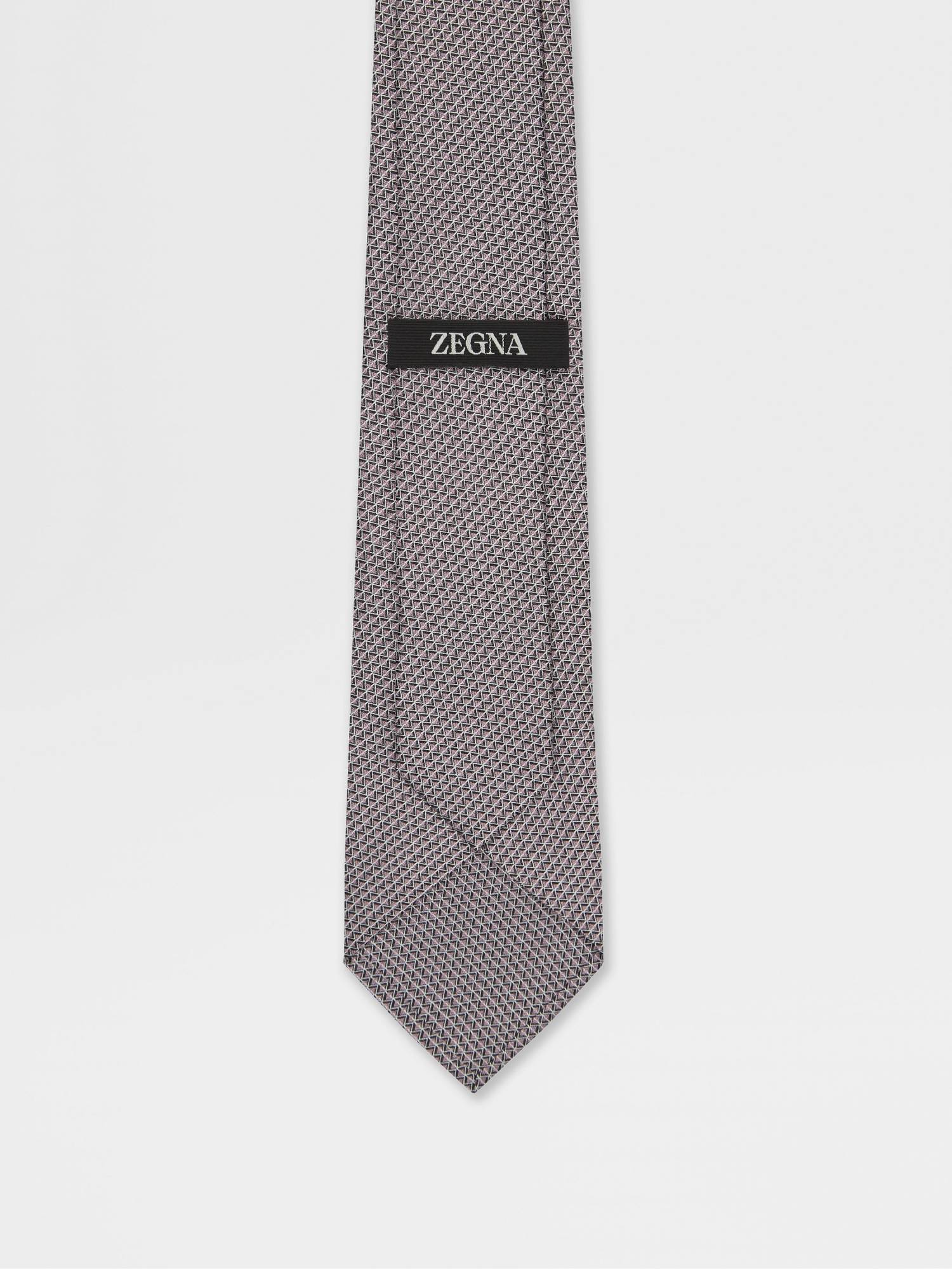 Zegna Pink Silk Tie In Gray