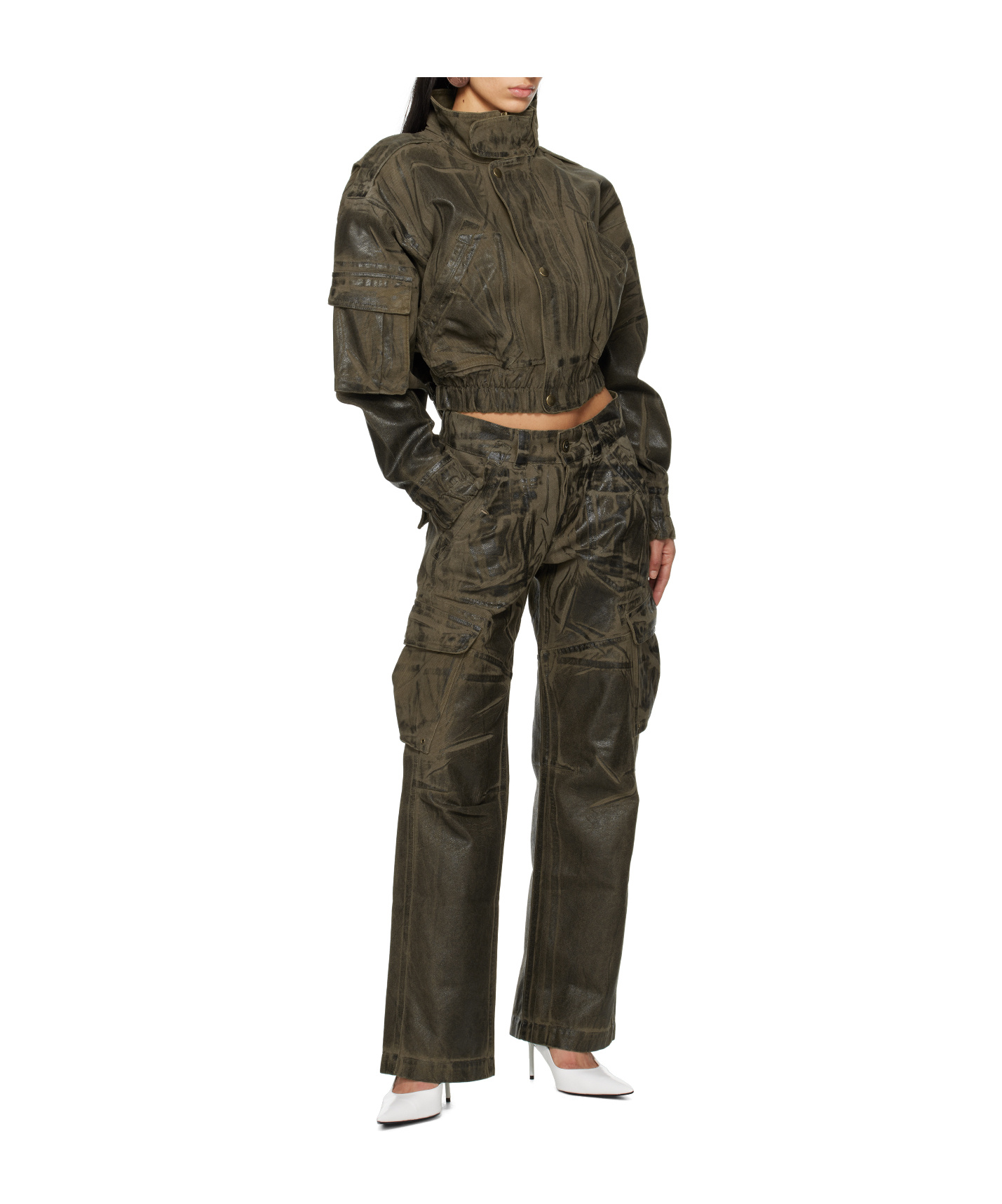 Vaquera Khaki Low-rise Cargo Pants In Brown