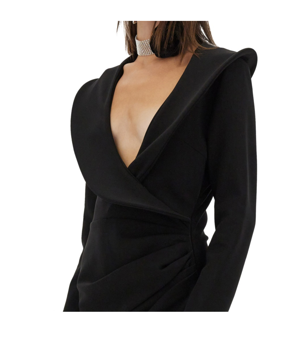 Magda Butrym Sculptural Mini Dress Featuring V-neckline In Black
