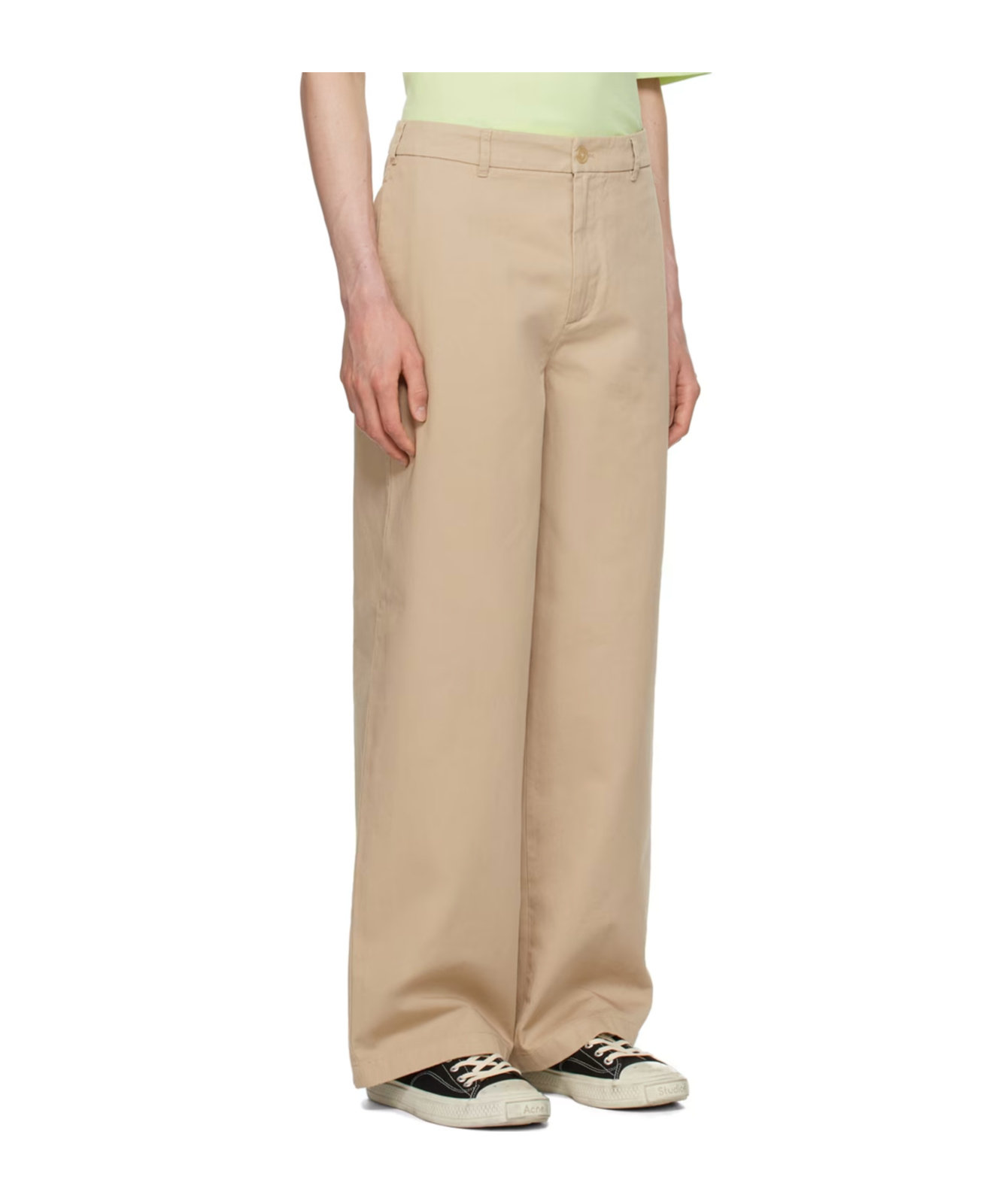 Acne Studios Face Logo-appliqué Wide-leg Trousers In Brown