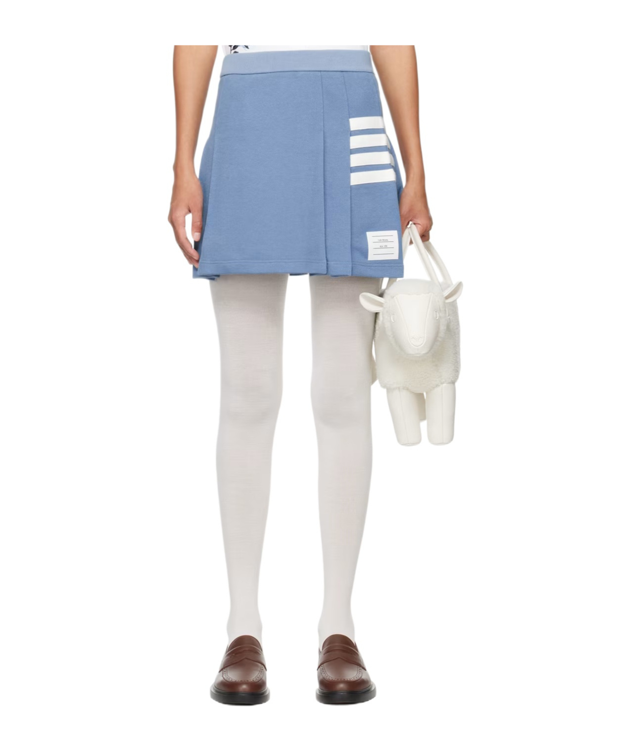Thom Browne Stripe-detailing Cotton Skirt In White