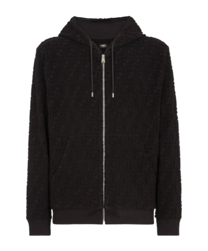 Fendi Logo Zipper Sweater In Black