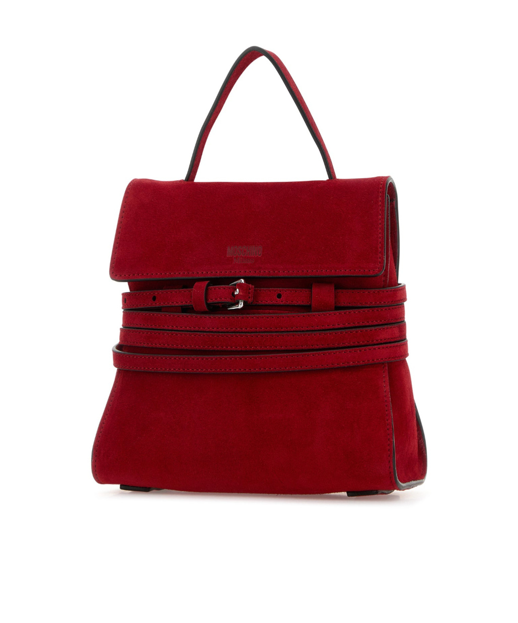 Moschino Small Structured Handbag Featuring Buckle Detail In Red