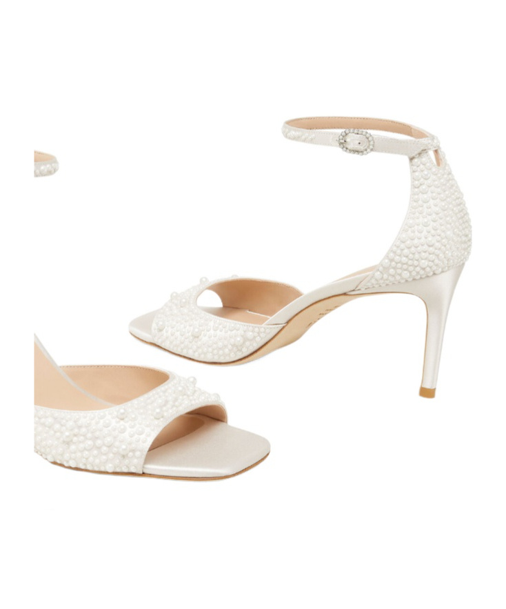 Stuart Weitzman 75mm Bliss Pearls Sandals In White
