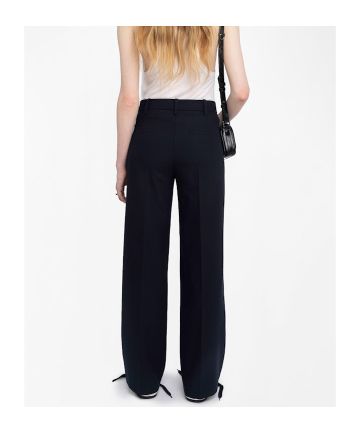 Zadig & Voltaire Womens Encre Panol Rhinestone-embellished Wide-leg High-rise Stretch-woven Trousers In Blue