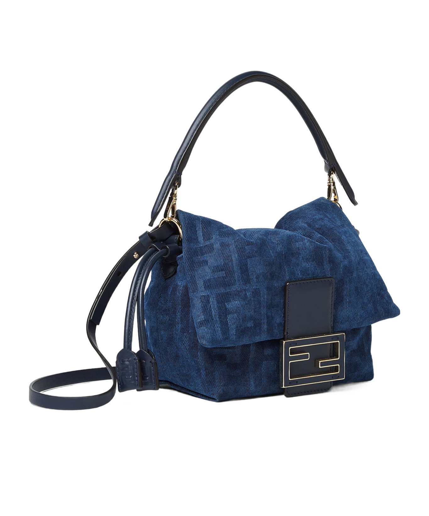 Fendi Mamma Baguette Small Shoulder Bag In Blue