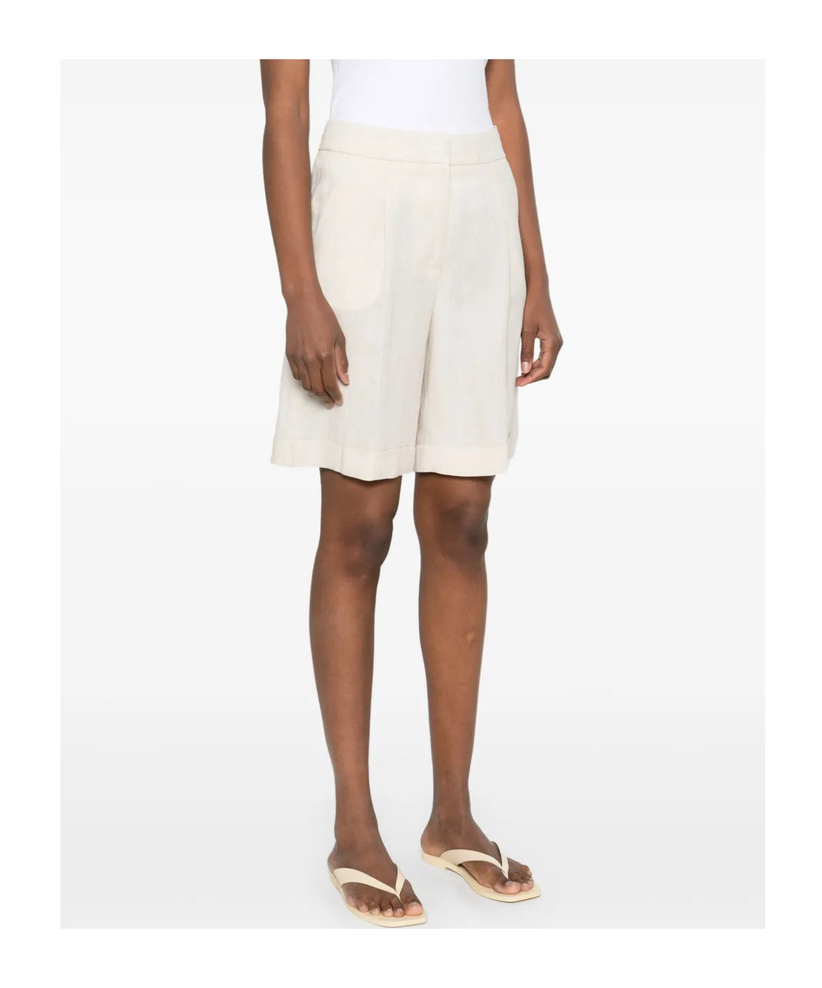 Peserico Leinen-shorts Mit Falten In White
