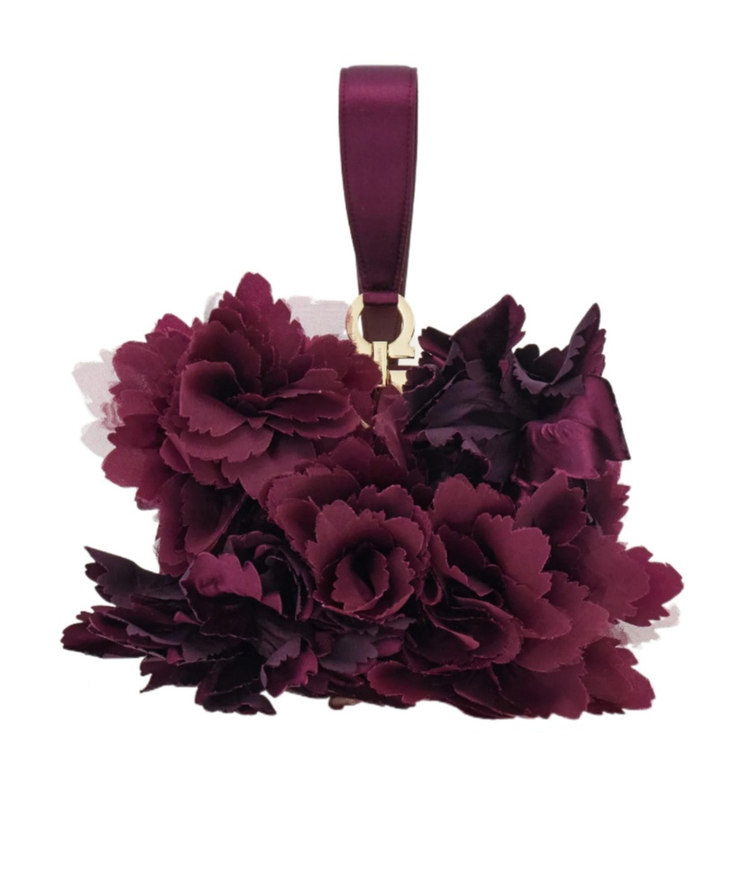 Ferragamo Mini Clutch With Floral Detailing In Purple