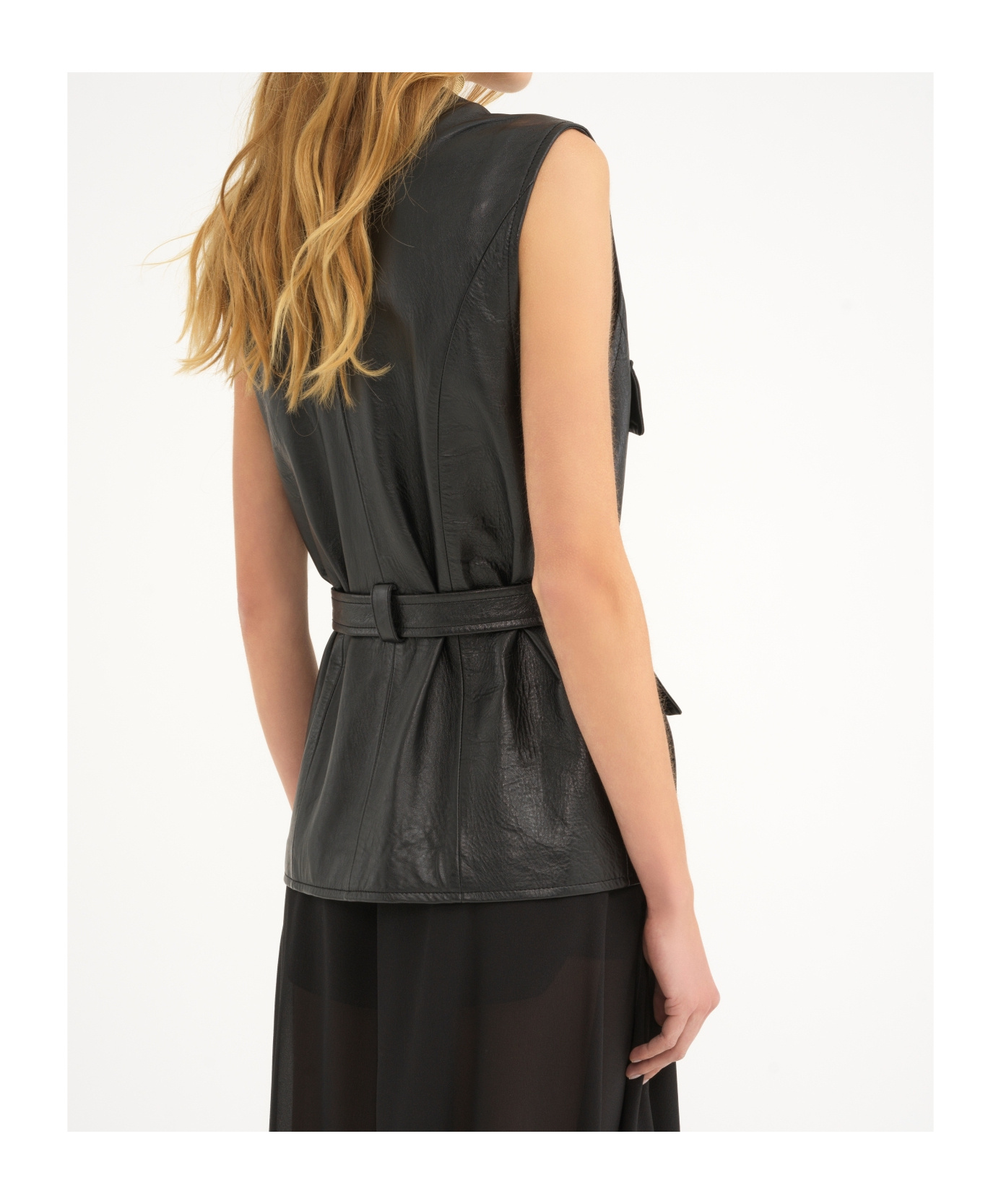 Chloé Belted Waist Vest Jacket In Black