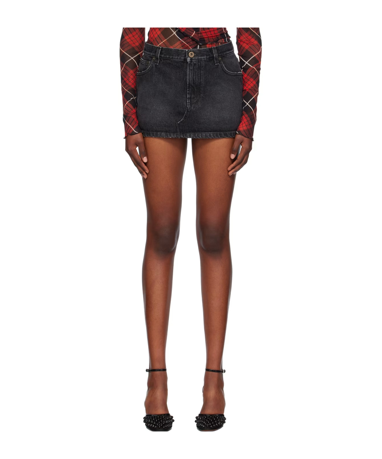 Jean Paul Gaultier Five-pocket Denim Mini Skirt In Black