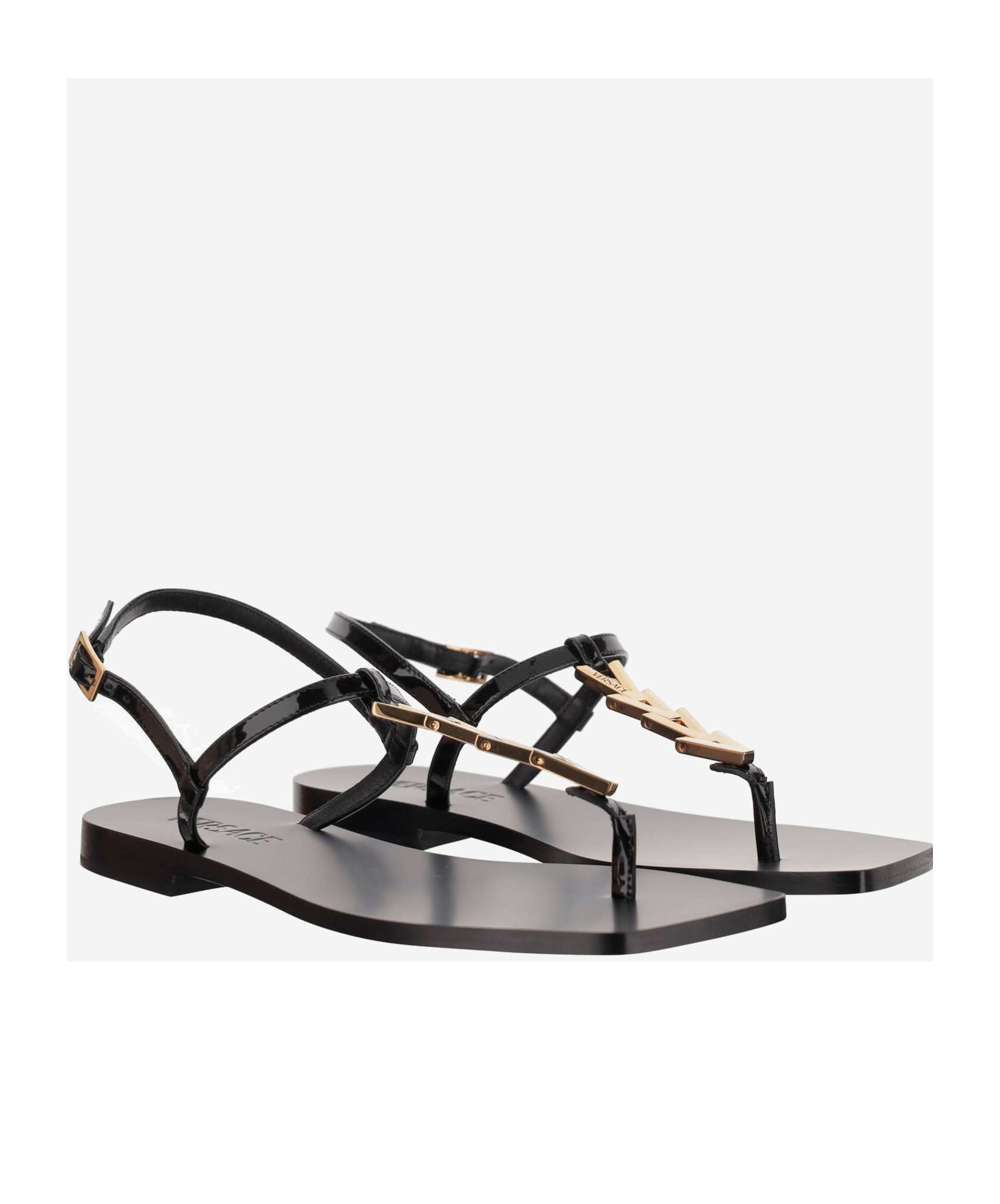 Versace Open-toed Flat Sandals In Black