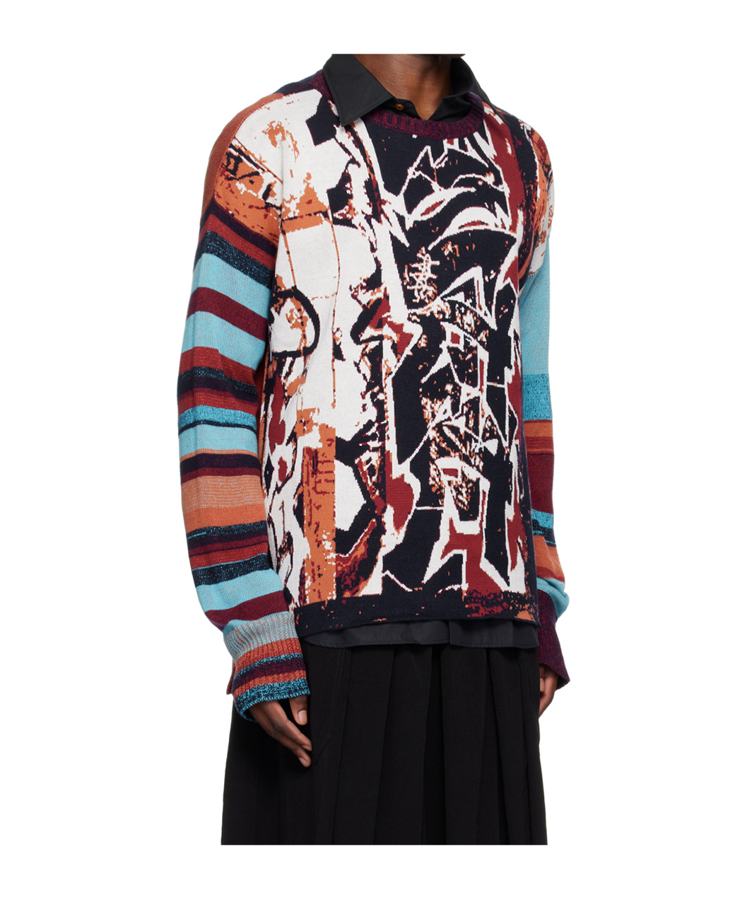 Vivienne Westwood Graffiti Jumper Cotton / Wool "graffiti" Pattern Xs/s Unisex In Black