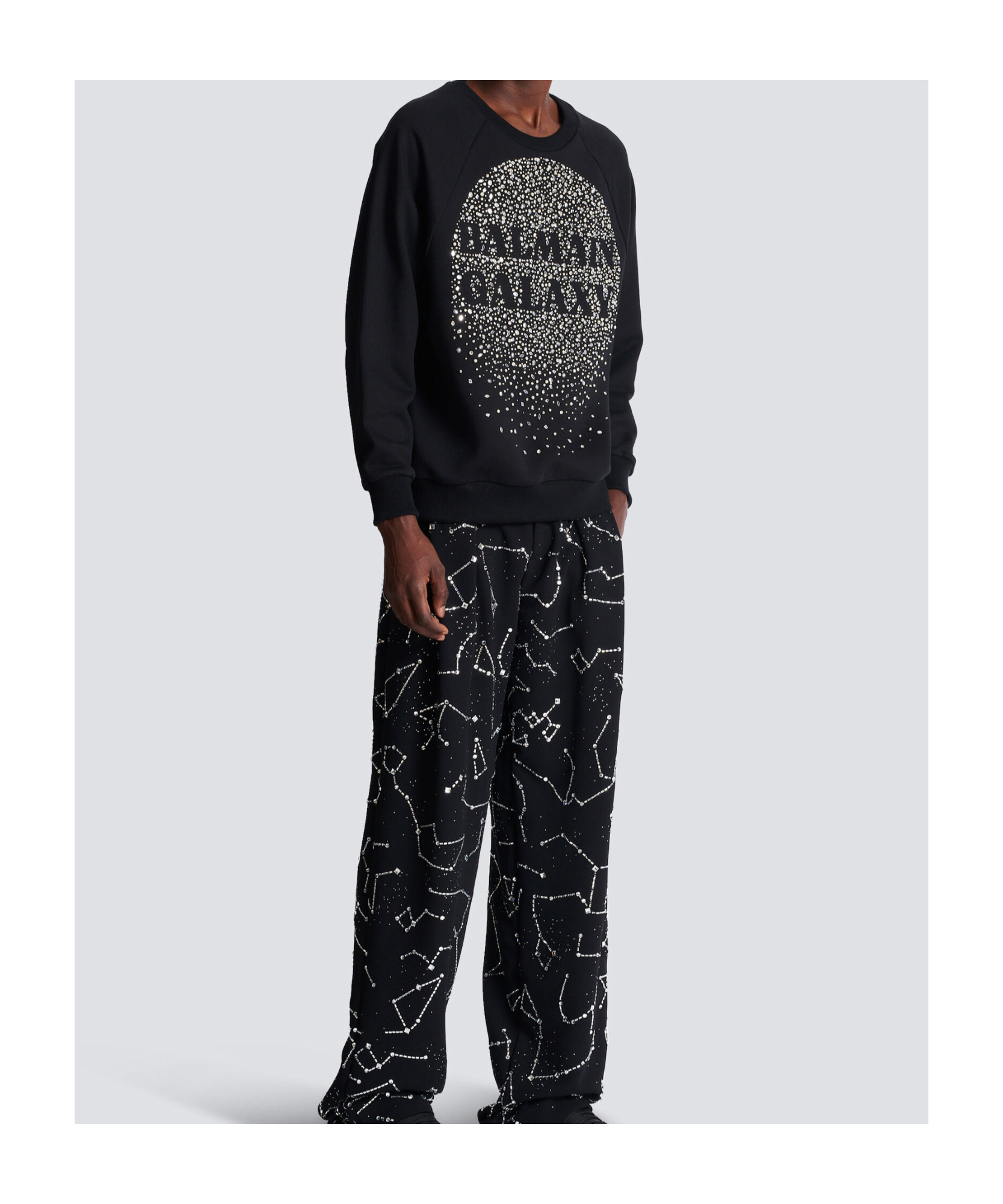 Shop Balmain Galaxy Embroidered Sweatshirt In Black