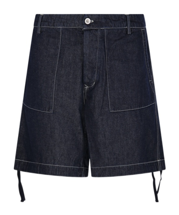 C.p. Company Cotton Denim Shorts With Concealed Button Fly In Black