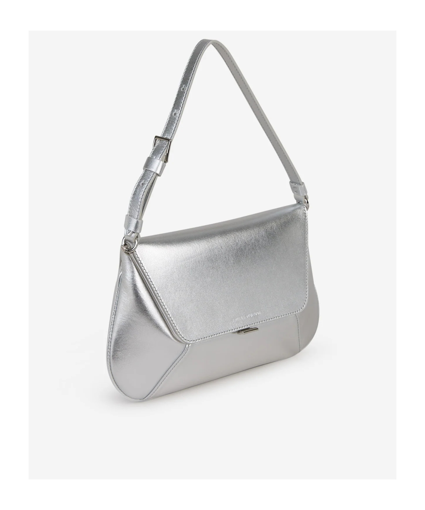 Amina Muaddi Ami Mini Frame Metallic Leather Shoulder Bag In Gray