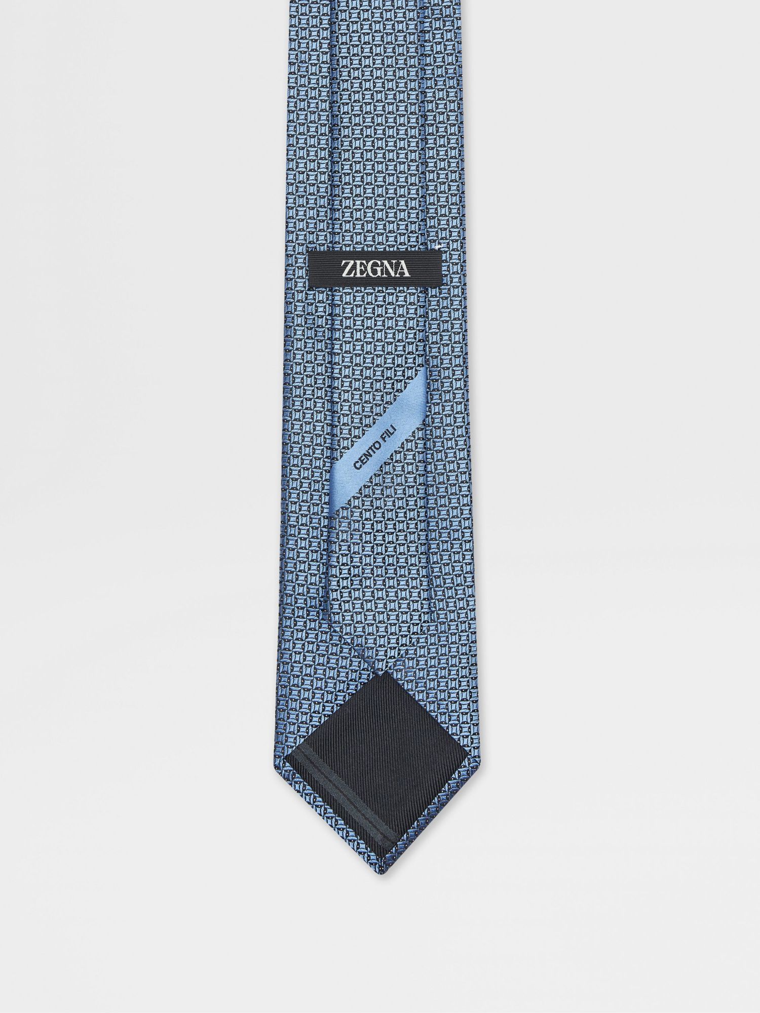 Zegna Jacquard Pointed Tip Tie In Blue