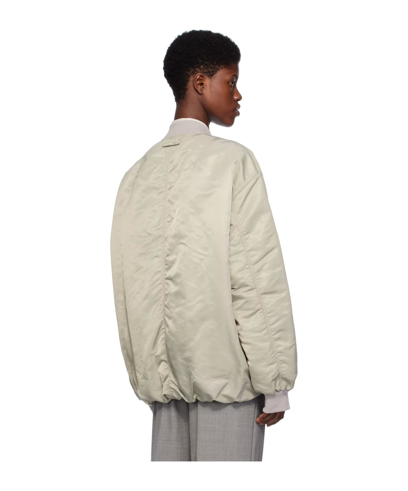 Low Classic Long-sleeved Cotton Suit With Standing Collar In White