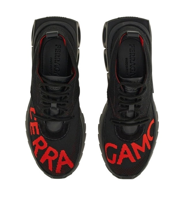 Shop Ferragamo Jacquard Sports Shoes In Black