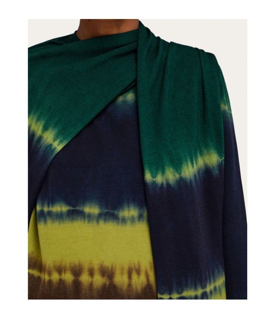 Ferragamo Tie-dye Wool Knit Shoulder-tie Sweater In Multi