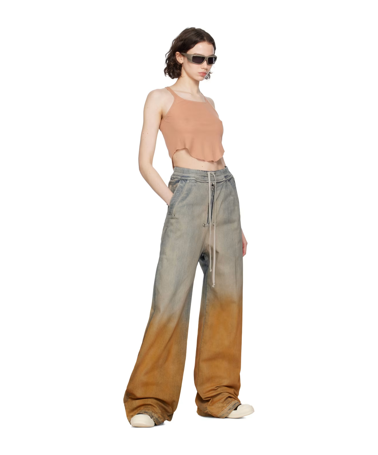 Rick Owens Cropped Cotton Tank Top In Pink