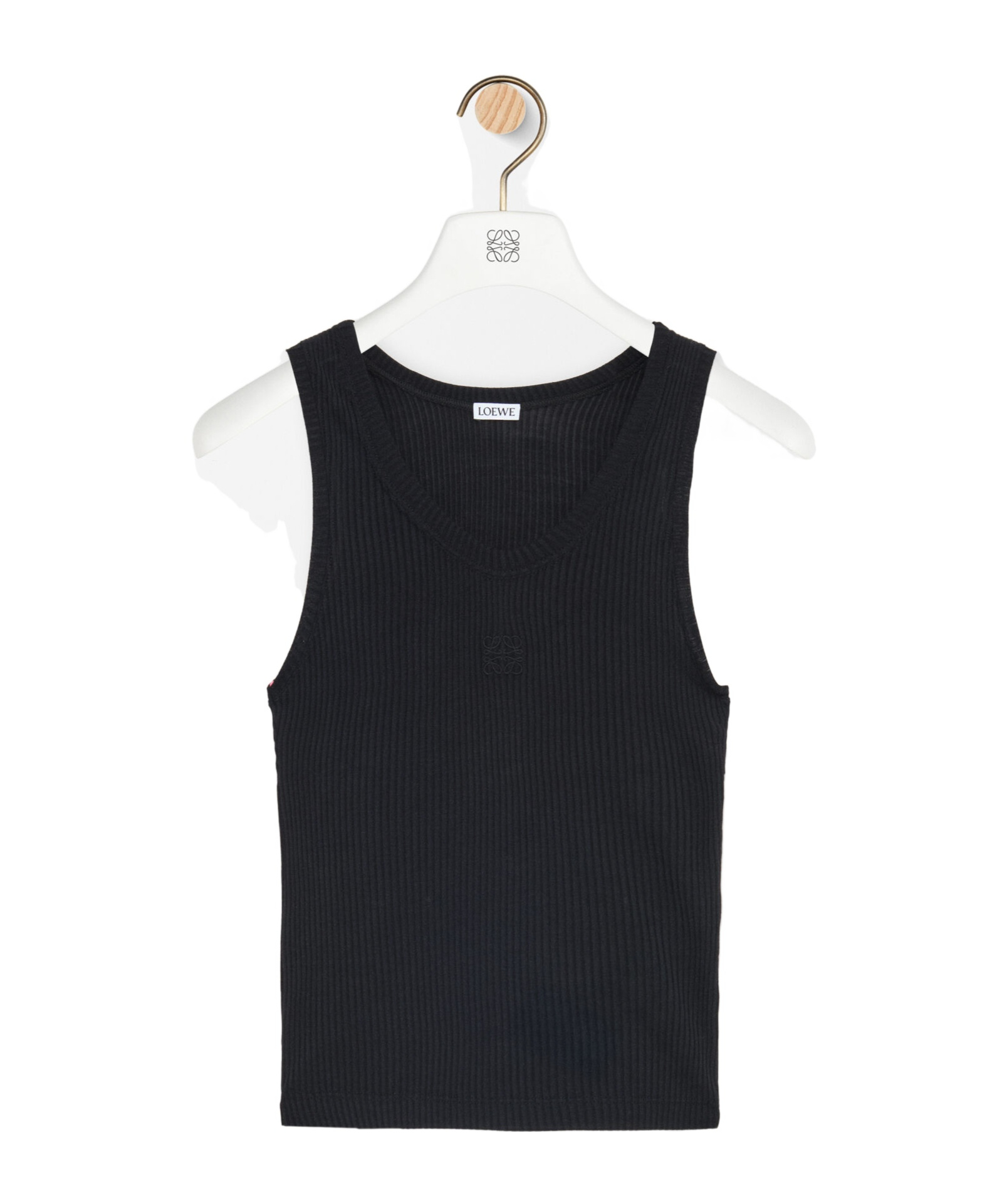 Loewe Anagram Embroidered Ribbed Silk-jersey Tank In Black