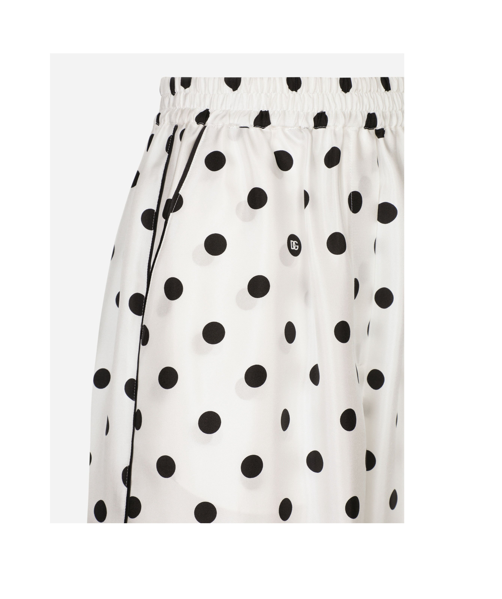 Dolce & Gabbana Silk Polka Dot Print Pajama In White