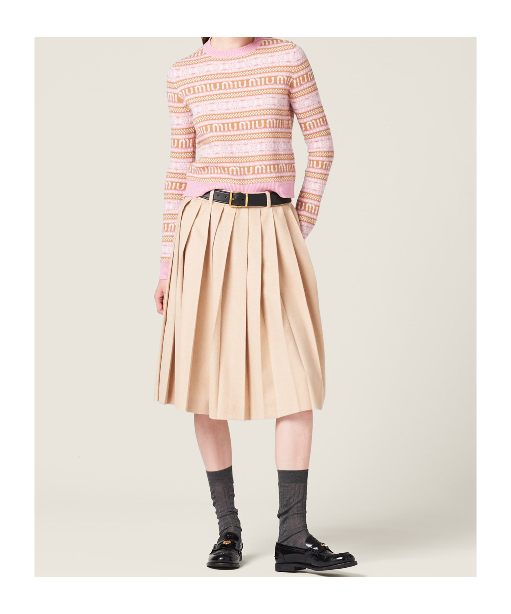 Miu Miu Intarsia-knit Virgin-wool Jumper In Pink